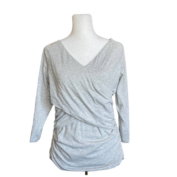 Sundance Catalog Vanessa Faux Wrap Top Heathered‎ Gray Women's Size Med Ruched - Picture 1 of 11